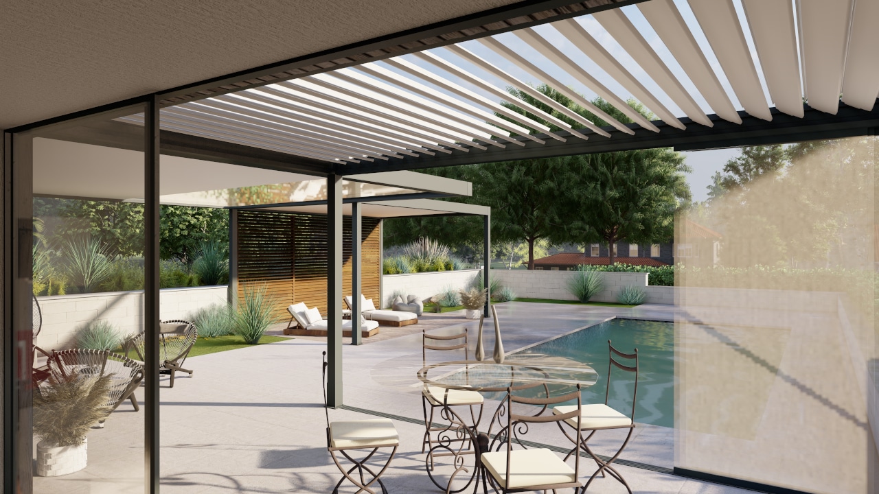 Carport M130 avec un design sans vis apparentes et des lignes épurées.